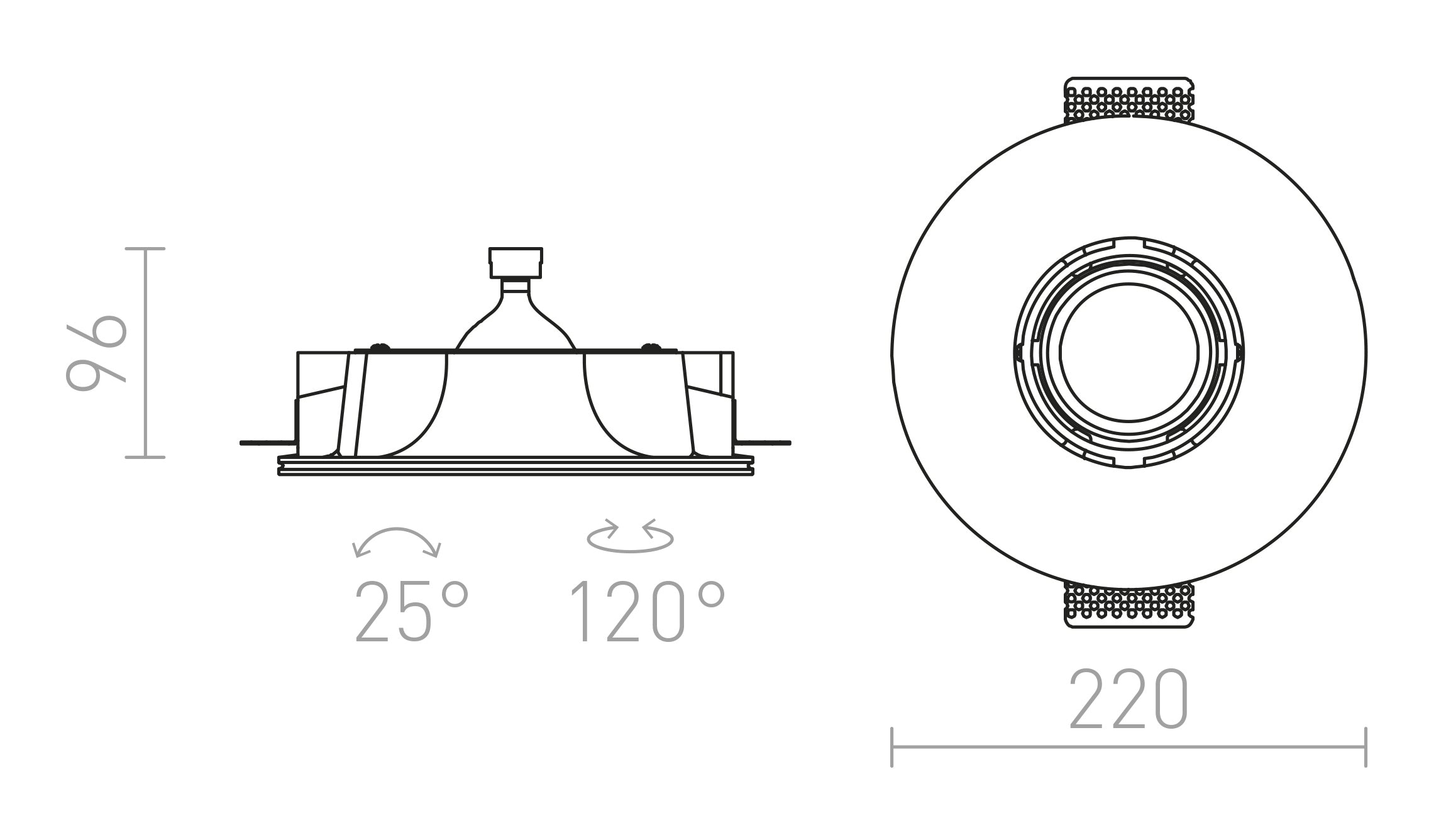 DINGO R nakláňacia lampa - Product sketch