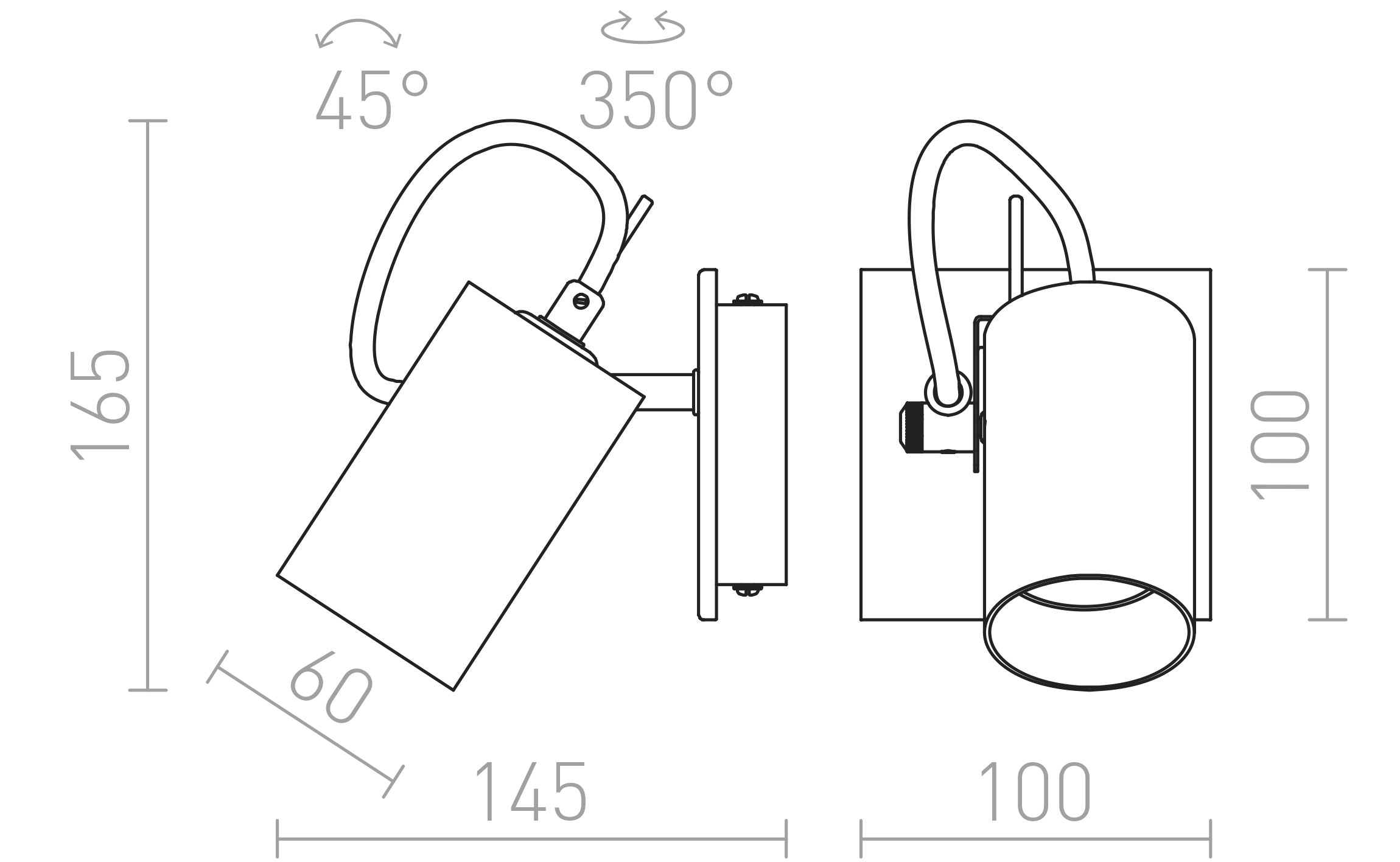BUGSY I nástenná lampa - Product sketch