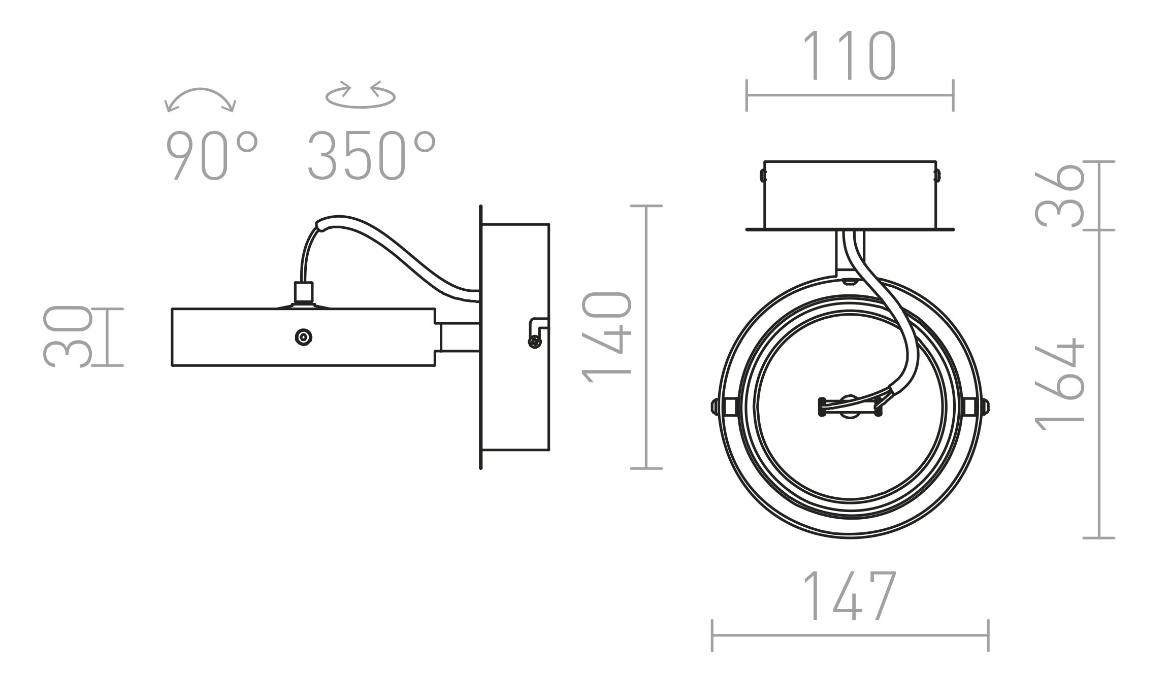 CASSIE zidna lampa - Product sketch
