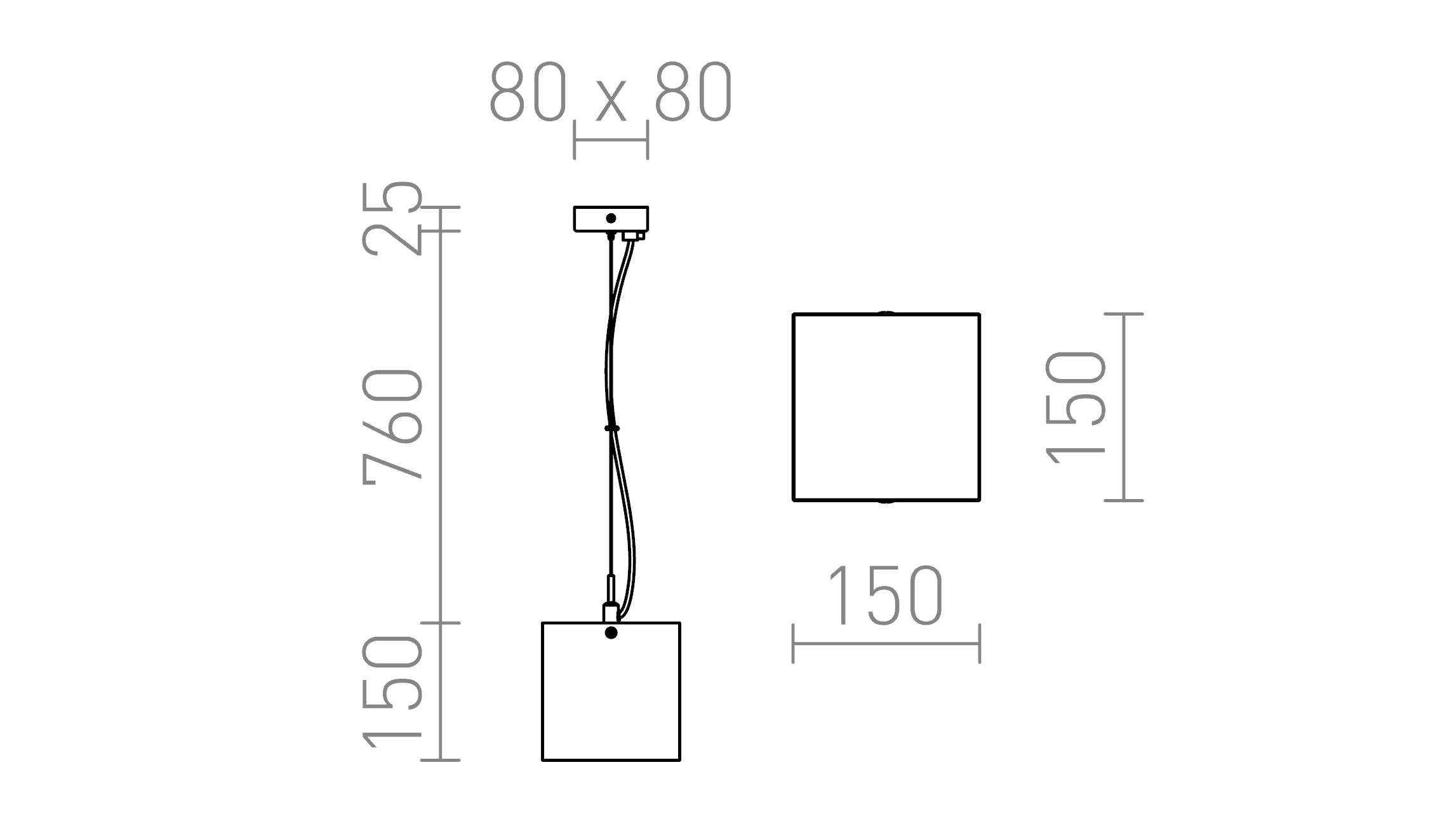 LUCIA 15x15 a sospensione lampada - Product sketch
