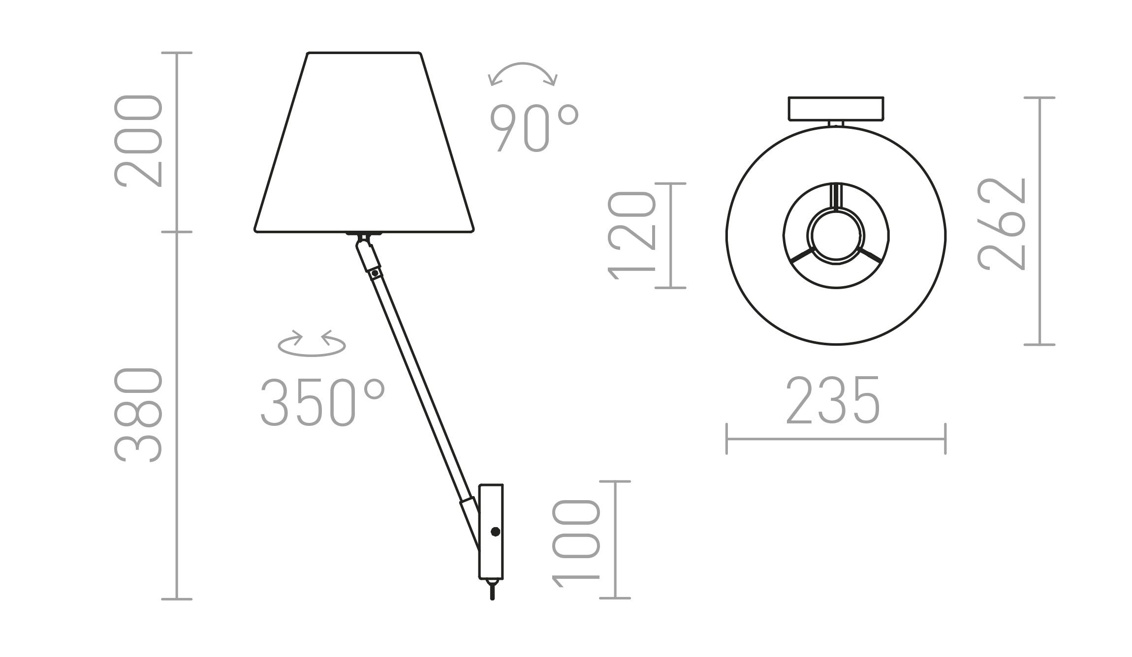 SILENCE seinä lamppu - Product sketch