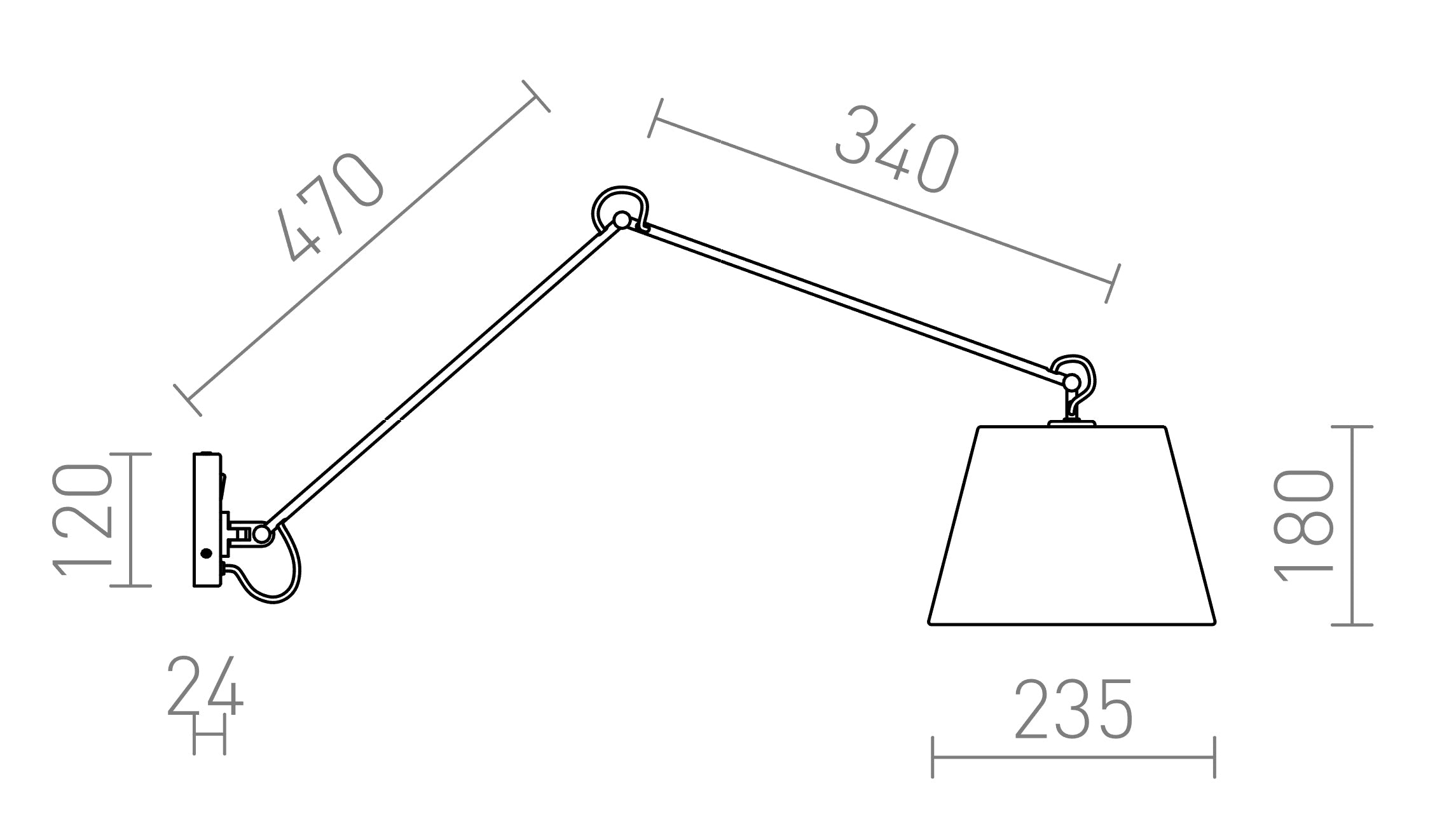 ASHLEY nástenná lampa - Product sketch