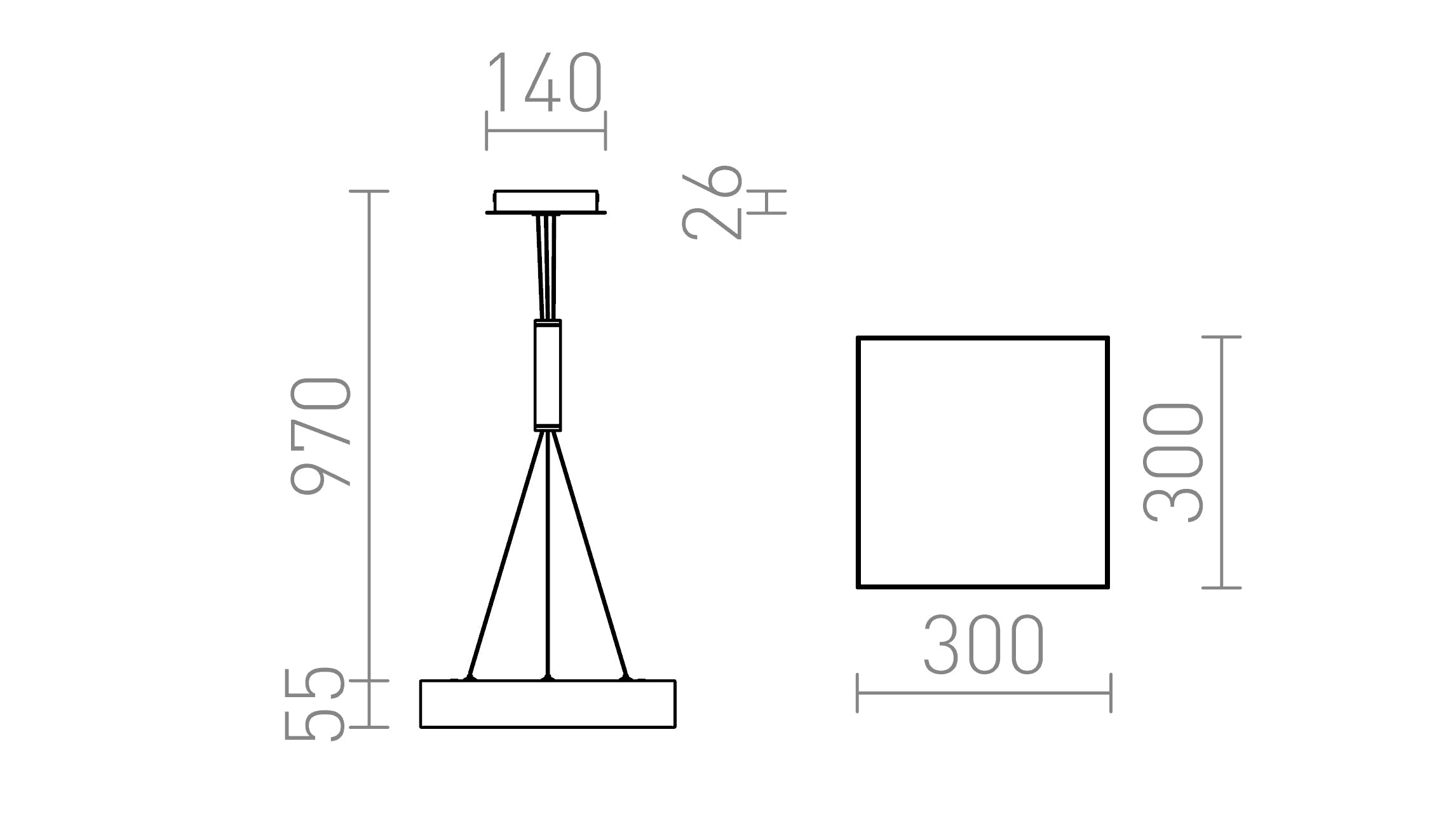 LARISA SQ 30 hanglamp lamp - Product sketch
