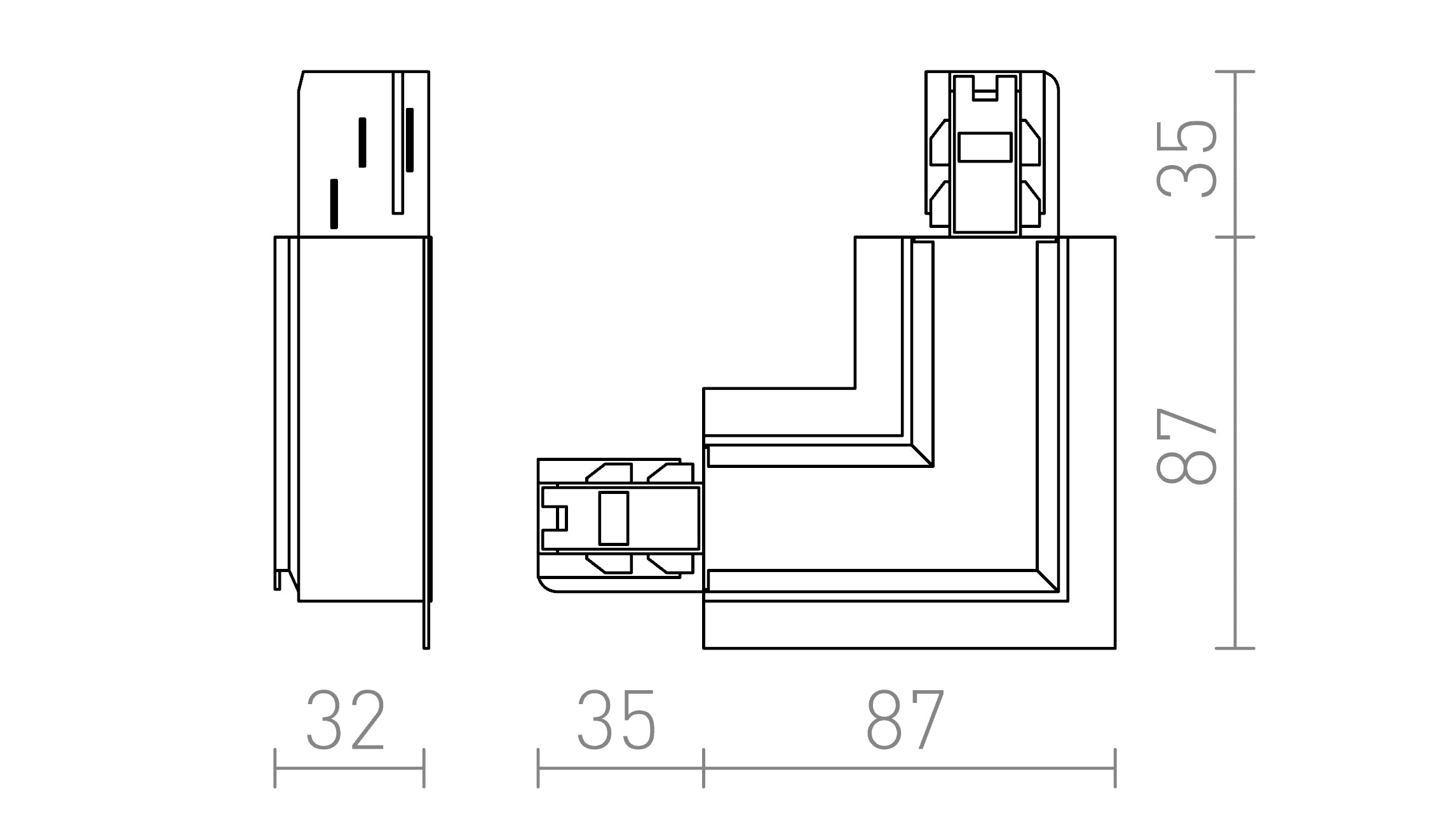 EUTRAC L Innenverbinder für Einbauschiene - Product sketch