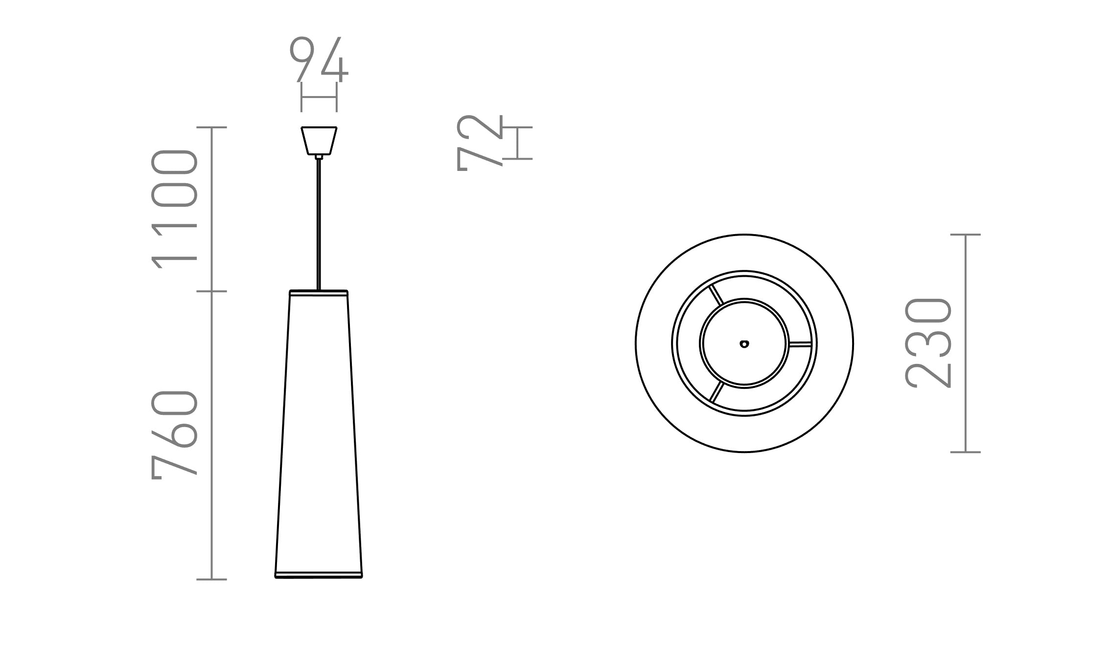 ESME 76 a sospensione lampada - Product sketch