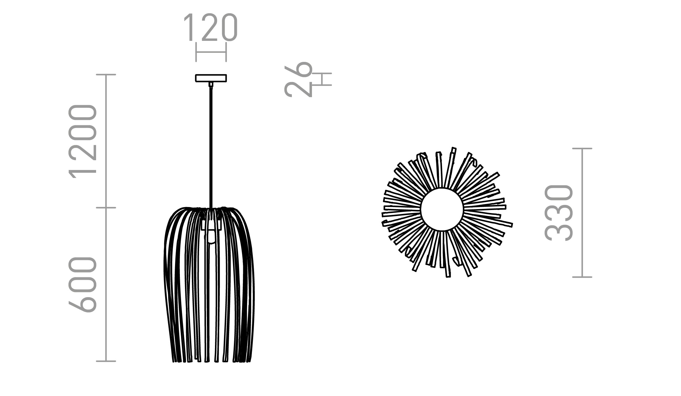 ZALA a sospensione lampada - Product sketch