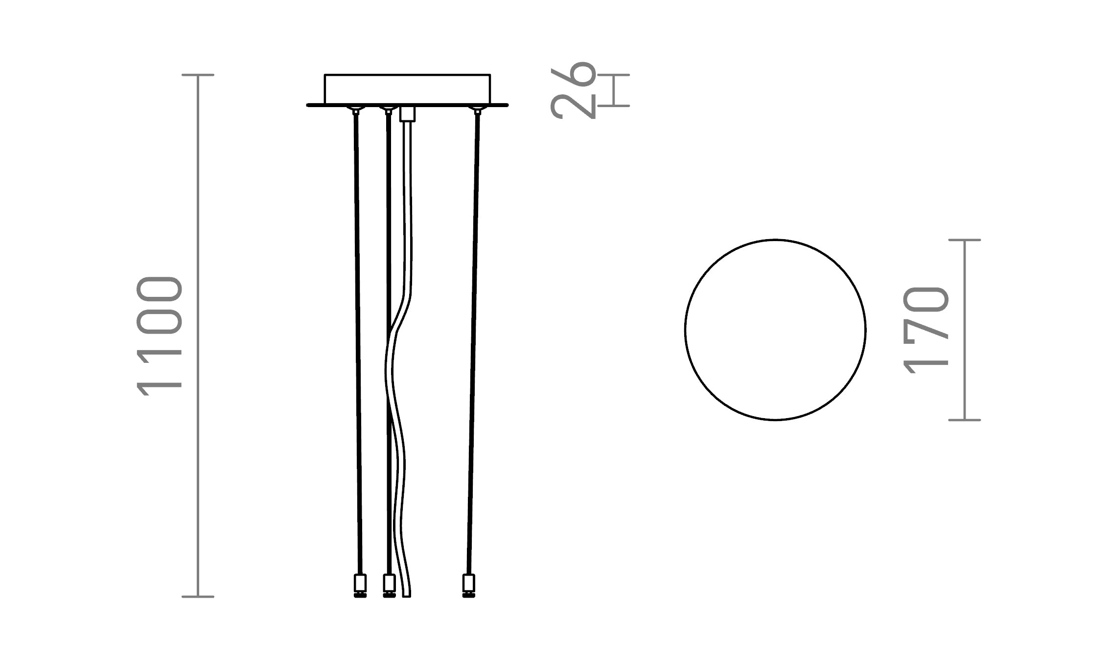 MEZZO 40/60 conjunto suspenso lâmpada - Product sketch