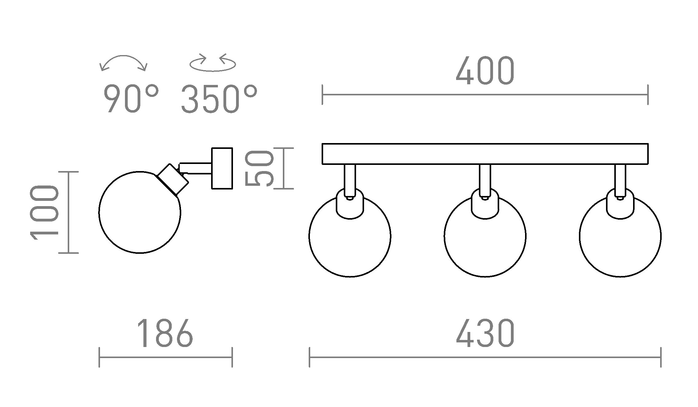 BOLLY III applique/plafoniera lampada - Product sketch