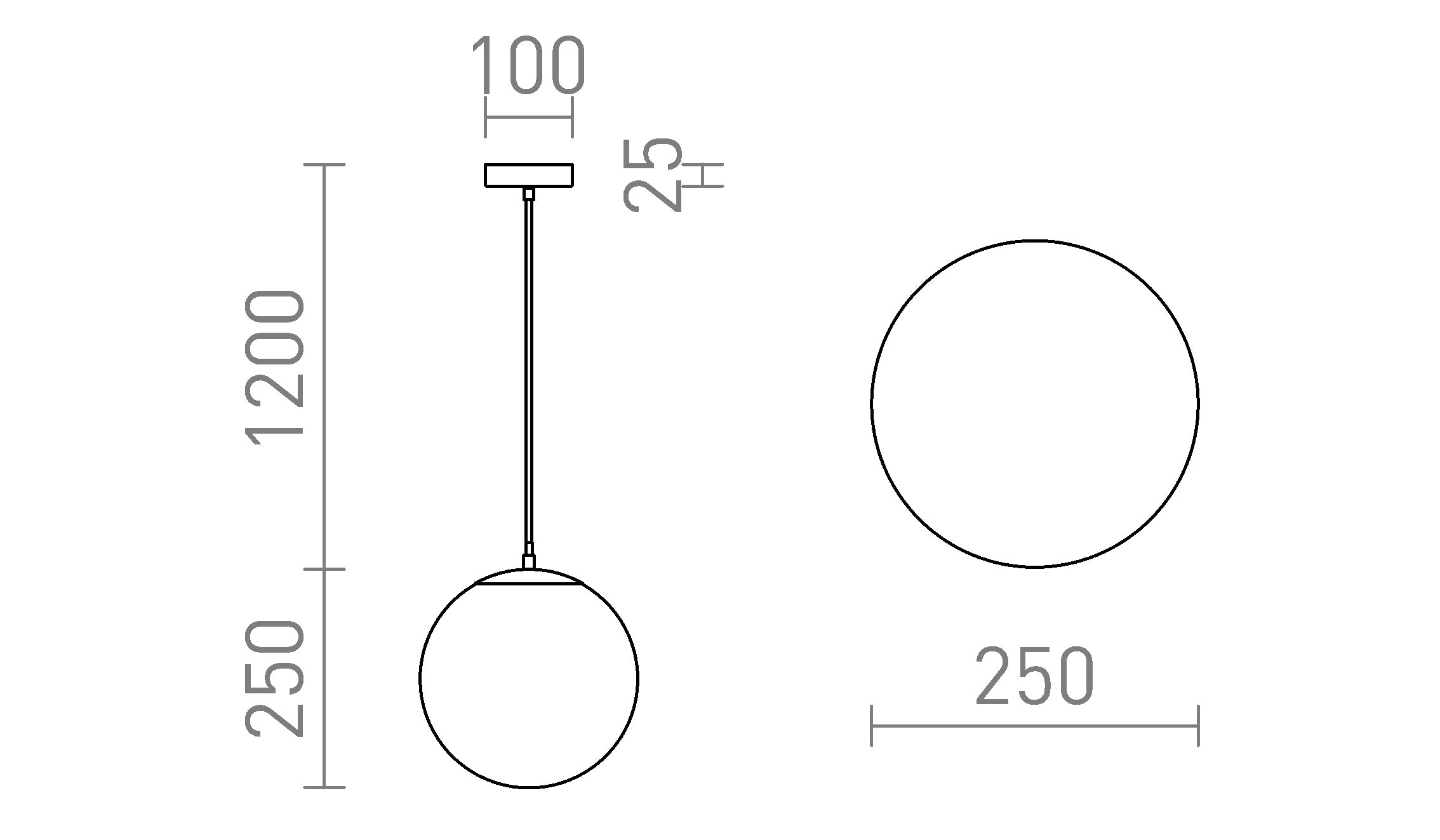 LUNA 25 suspenso lâmpada - Product sketch