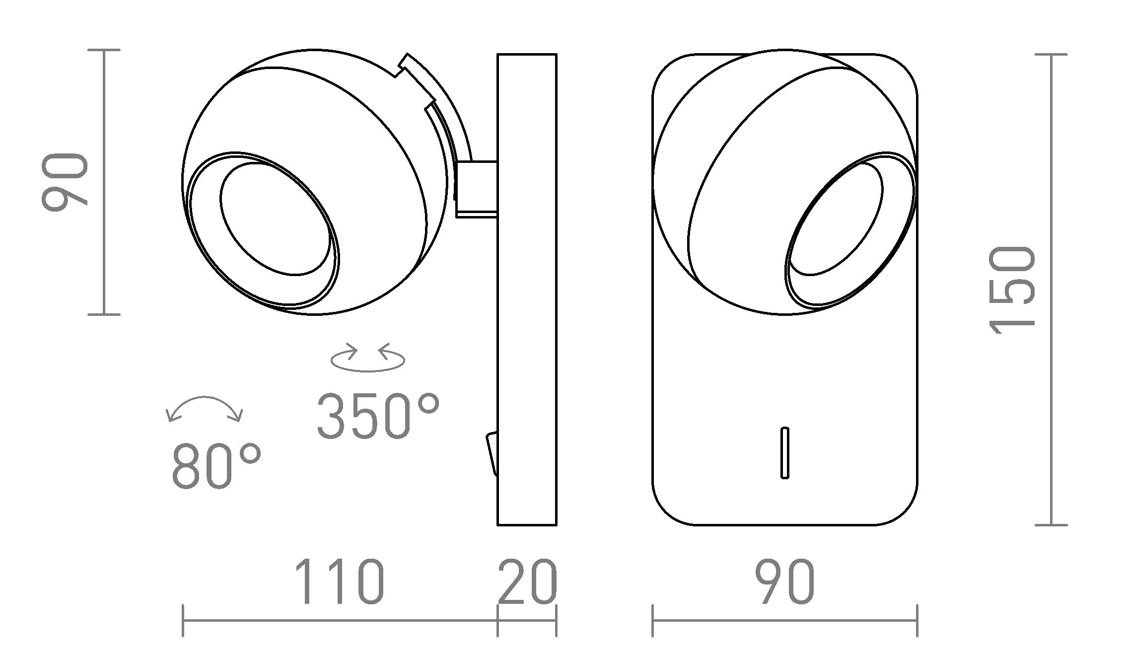 SIENA na parede lâmpada - Product sketch