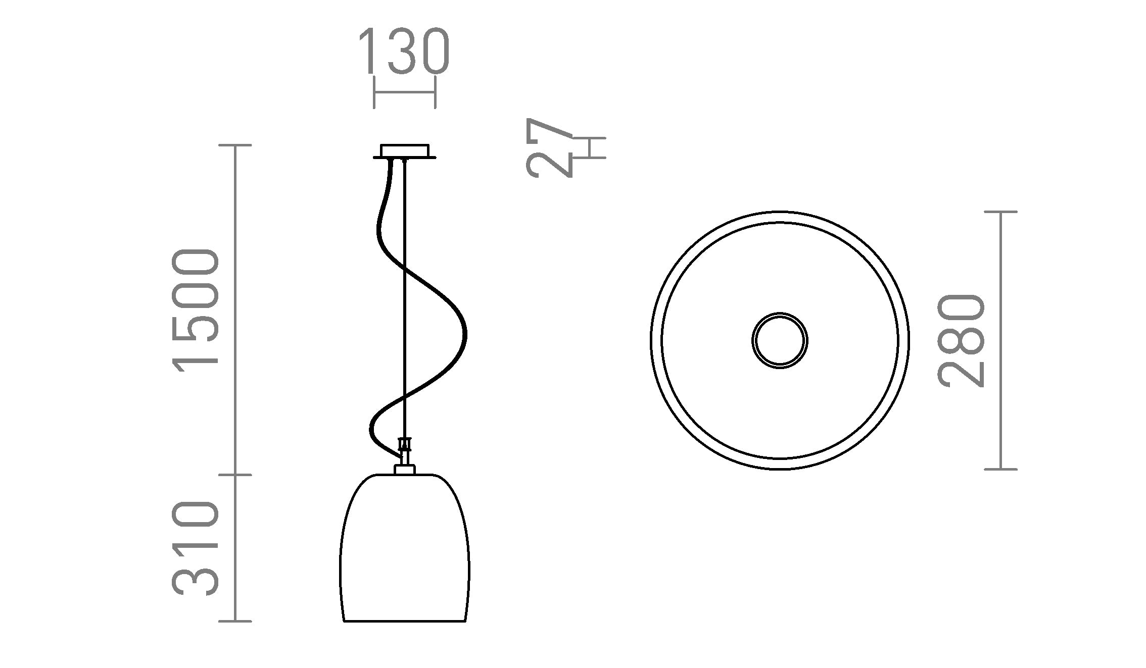COROA NEW 28 viseča lampa - Product sketch