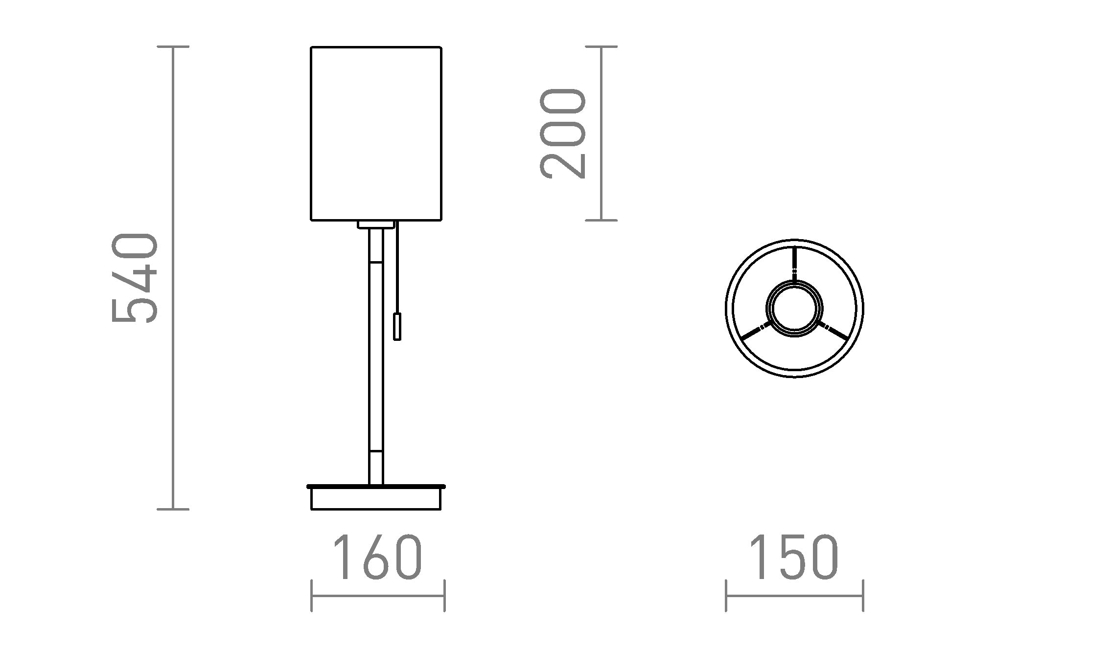 KEITH/RON 15/20 namizna svetilka z USB - Product sketch