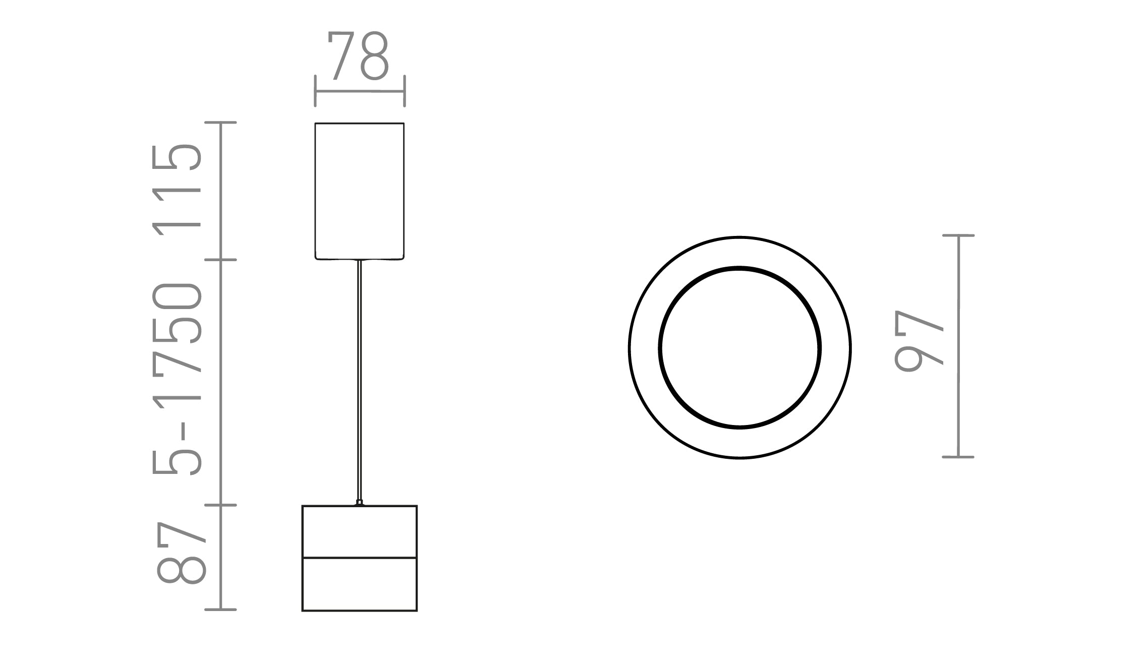 JUNIPER po višini nastavljiv obesek lampa - Product sketch