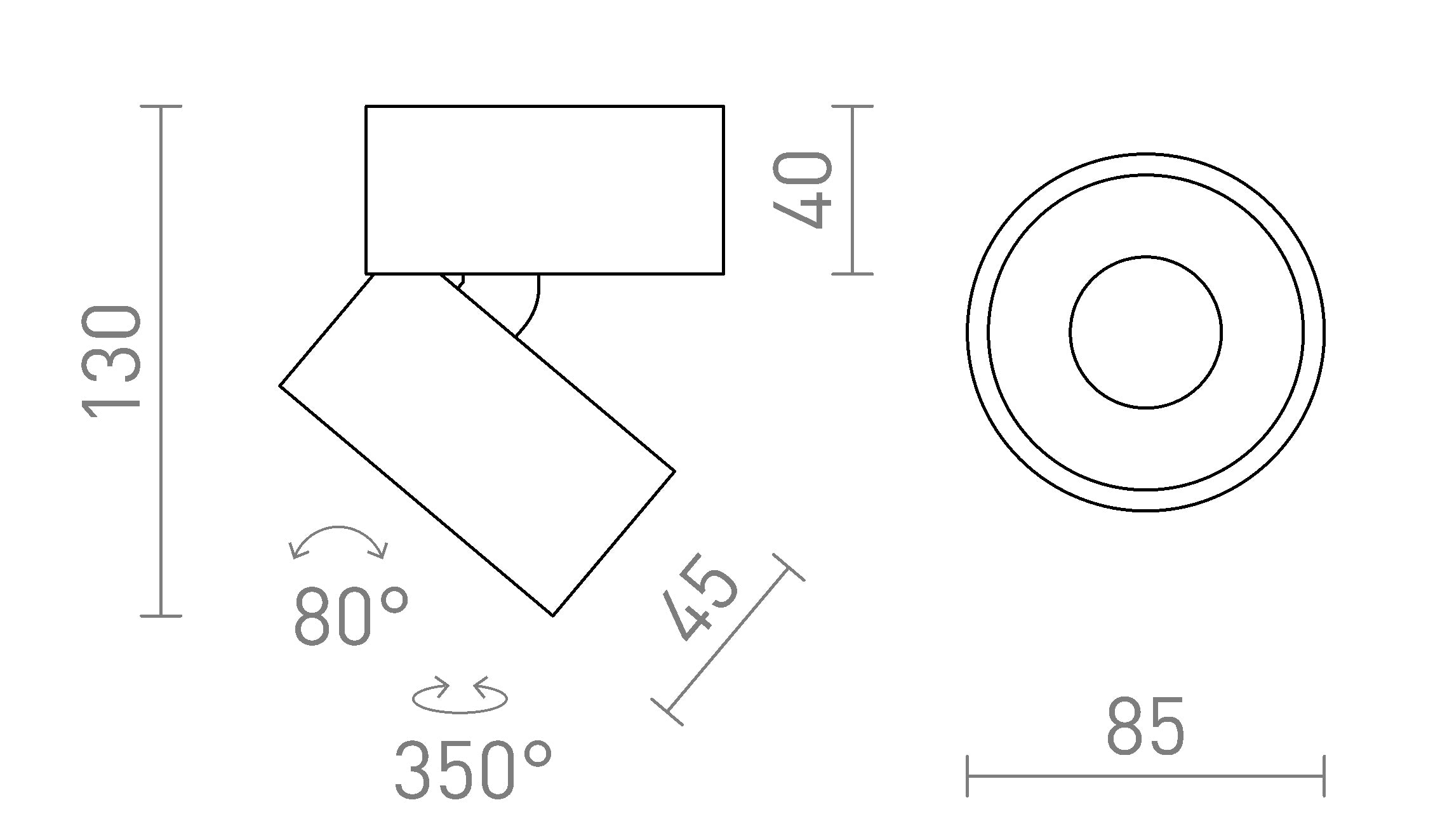ALBANO surface mounted lamp - Product sketch