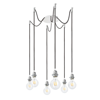 RENDL shades, shade bases, pendent sets KOMBIX 6 pendant set WB+BC+CHF   230V LED E27 6x15W R11780 2