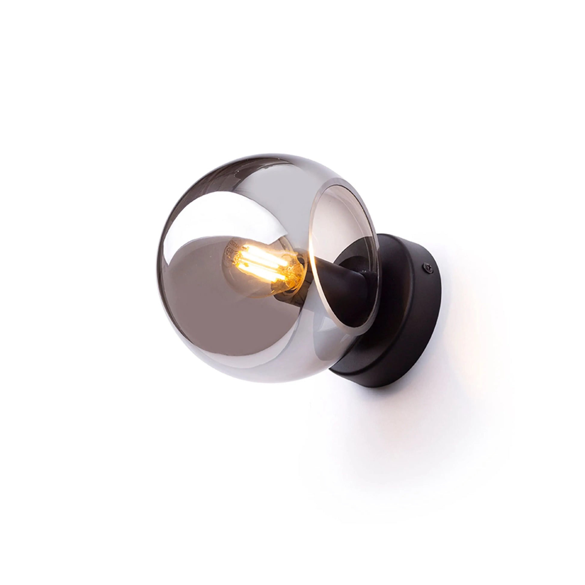 RENDL wall lamp SOLARIS surface mounted smoke-colored glass/black 230V LED E14 7W R13996 5