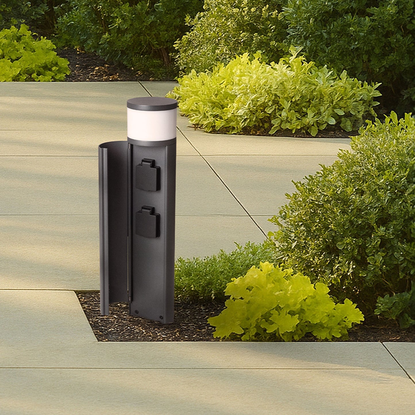 RENDL outdoor lamp JEAN 50 bollard with power sockets anthracite grey  230V LED G9 5W IP54 R14173 8