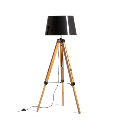 RENDL floor lamp ALVIS/RIDICK floor shiny black golden foil/bamboo/black 230V LED E27 15W R14501 6